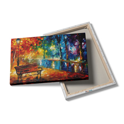 Canvas schilderij details Kunstwerk van een Bankje in een Park
