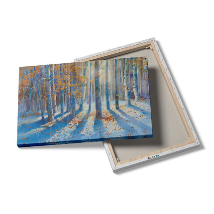 Canvas schilderij details Berkenbomen in de Sneeuw