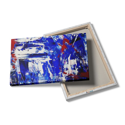 Canvas schilderij details Abstract Kunstwerk - Rood, Wit en Blauw