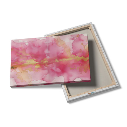 Canvas schilderij details Roze Aquarelkunstwerk op een Witte Achtergrond