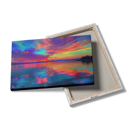 Canvas schilderij details Kleurrijke Zonsondergang over een Watermassa