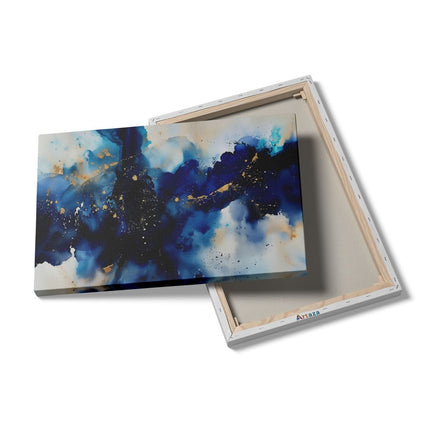 Canvas schilderij details Abstract Kunstwerk van Blauw en Goud