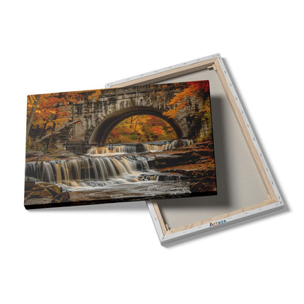 Canvas schilderij details Waterval onder een Brug