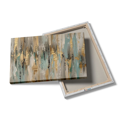 Canvas schilderij details Abstract Kunstwerk met Gouden en Beige Kleuren