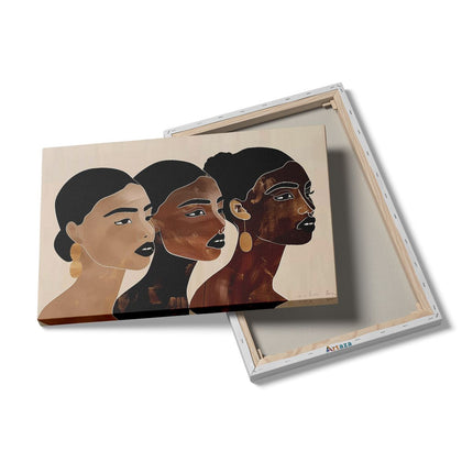Canvas schilderij details Drie Vrouwen met Verschillende Huidtinten