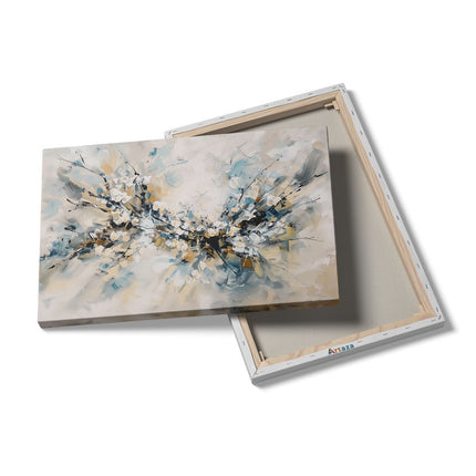 Canvas schilderij details Abstract Kunstwerk met Blauwe, Gele en Zwarte Kleuren