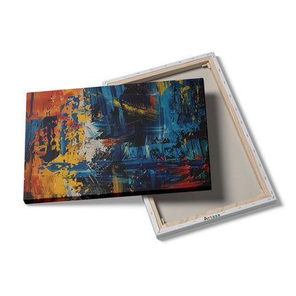 Canvas schilderij details Abstract Kunstwerk met Blauwe, Gele en Rode Kleuren