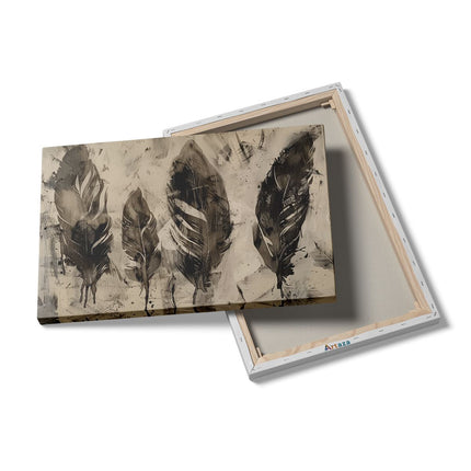 Canvas schilderij details Zwart Wit Kunstwerk van Veren