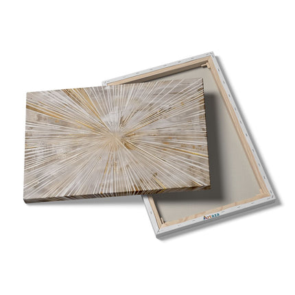 Canvas schilderij details Gouden Uitbarsting van Licht op een Witte Achtergrond