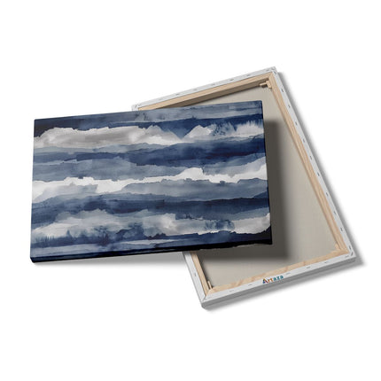 Canvas schilderij details Blauw en Wit Aquarelkunstwerk