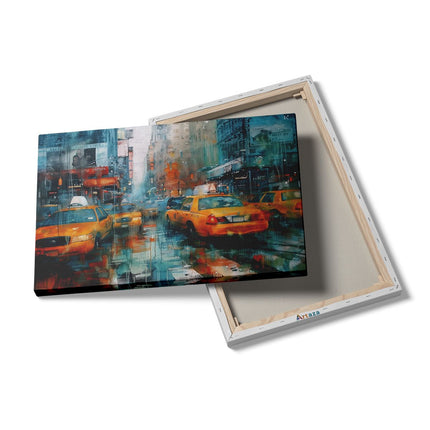 Canvas schilderij details Kunstwerk van Taxi's in New York City