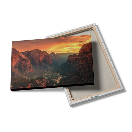 Canvas schilderij details Zonsondergang in Zion Nationaal Park, Utah, Utah, Utah, Utah