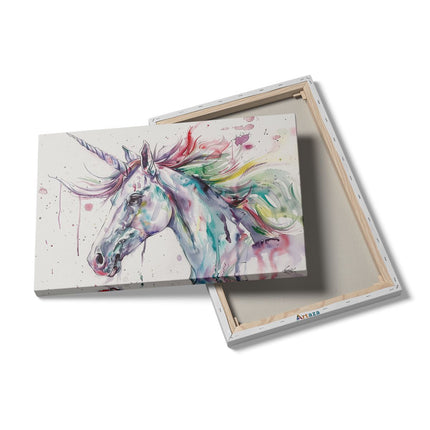 Canvas schilderij details Eenhoorn met Regenboogmanen