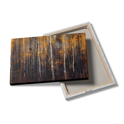 Canvas schilderij details Kunstwerk van Berkenbomen in een Bos