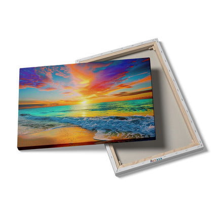 Canvas schilderij details Kleurrijke Zonsondergang over de Oceaan