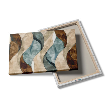 Canvas schilderij details Blauw, Bruin en Wit Golvend Patroon