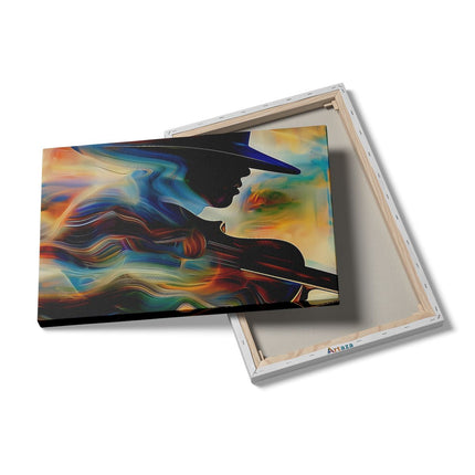 Canvas schilderij details Man met een Hoed die Viool Speelt