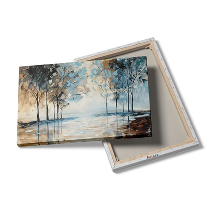 Canvas schilderij details Kunstwerk van Bomen in het Water