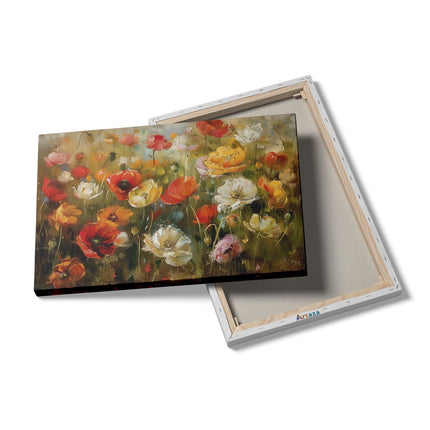 Canvas schilderij details Kunstwerk van Bloemen in een Veld