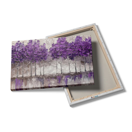 Canvas schilderij details Paarse Bomen op een Witte Achtergrond