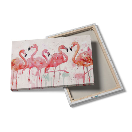 Canvas schilderij details Aquarelkunstwerk van Flamingo's