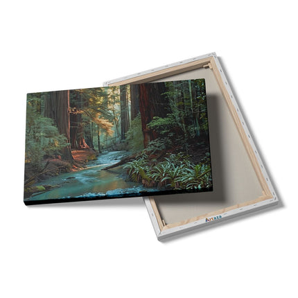 Canvas schilderij details Stroom loopt door de Sequoia's