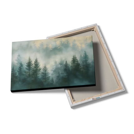 Canvas schilderij details Kunstwerk van een Mistig Bos