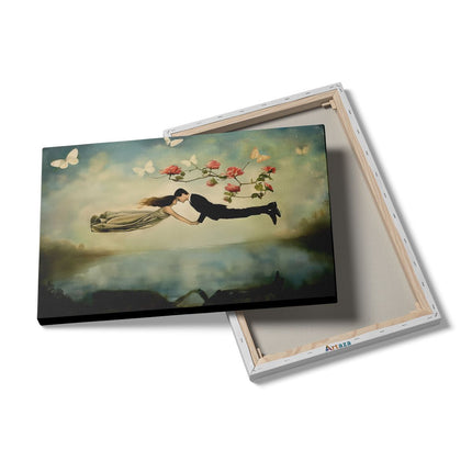 Canvas schilderij details Man en een Vrouw Vliegen in de Lucht