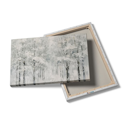 Canvas schilderij details Kunstwerk van Bomen Bedekt met Sneeuw