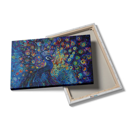 Canvas schilderij details Kleurrijk Kunstwerk van een Pauw