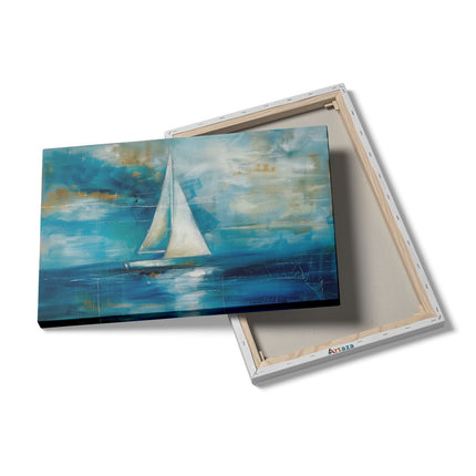 Canvas schilderij details Kunstwerk van een Zeilboot in de Oceaan