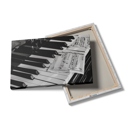Canvas schilderij details Zwart Witfoto van een Piano