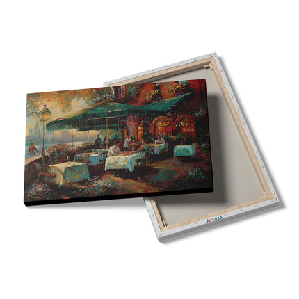 Canvas schilderij details Kunstwerk van Mensen in een Restaurant