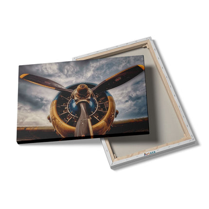 Canvas schilderij details Propeller in een Vliegtuig