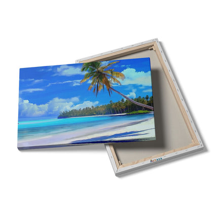 Canvas schilderij details Kunstwerk van een Strand met Palmbomen