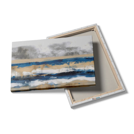 Canvas schilderij details Abstract Kunstwerk van Blauw en Beige