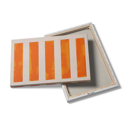 Canvas schilderij details Oranje en Witte Strepen op een Witte Achtergrond