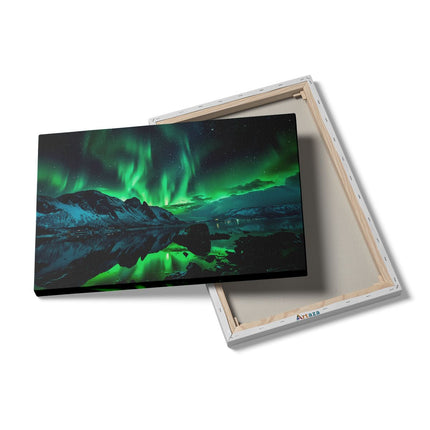 Canvas schilderij details De Aurora Borealis Verlicht de Nachtelijke Hemel