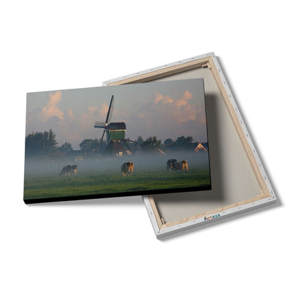 Canvas schilderij details Landschap met Koeien