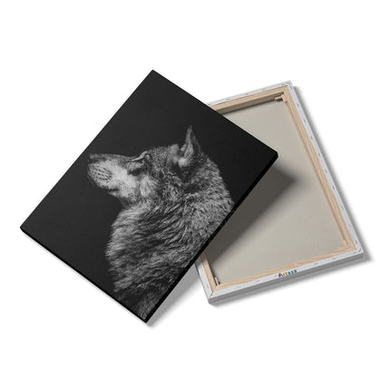 Canvas Schilderij Details Wolvenkop - Wolf - Zwart Wit