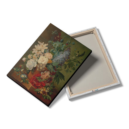 Canvas Schilderij Details Bloemen in een Terracotta Vaas - Albertus Jonas Brandt