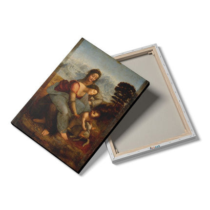 Canvas Schilderij Details Maria met Kind en Sint-Anna - Leonardo da Vinci