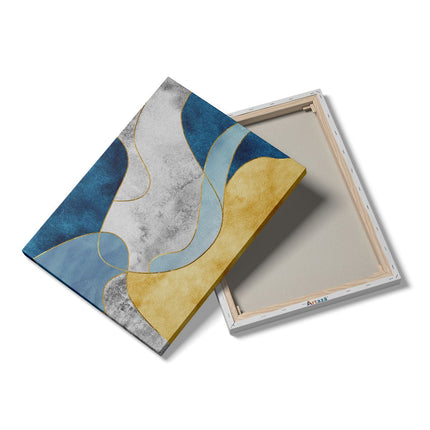 Canvas Schilderij Details Abstracte Kunst Blauw met Goud