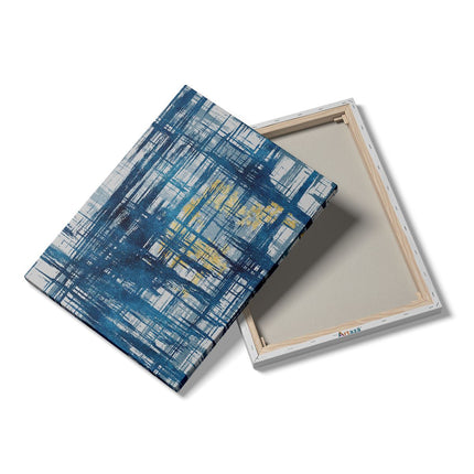 Canvas Schilderij Details Abstracte Kunst Blauw met Goud