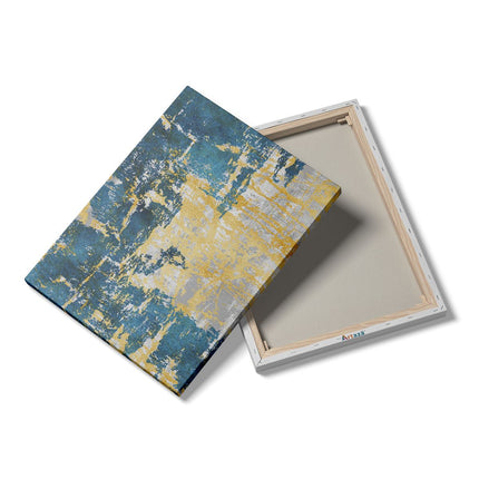 Canvas Schilderij Details Abstracte Kunst Blauw met Goud