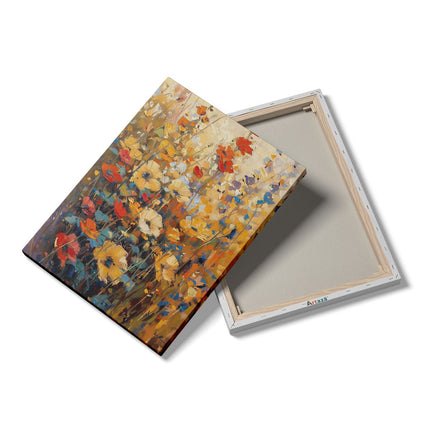 Canvas Schilderij Details Kunstwerk van Bloemen in een Veld
