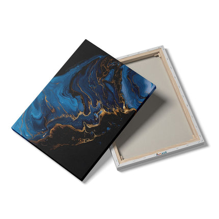 Canvas Schilderij Details Blauwe en Gouden Wervelingen in het Water