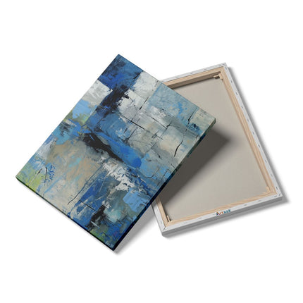 Canvas Schilderij Details Abstract Kunstwerk met Blauwe en Witte Kleuren