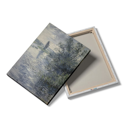 Canvas Schilderij Details Kunstwerk van een Rivier en Bomen