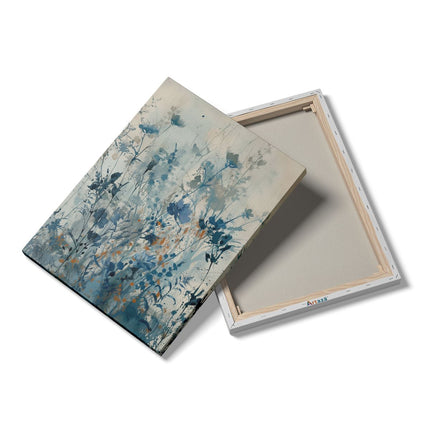 Canvas Schilderij Details Aquarelkunstwerk van Blauwe Bloemen